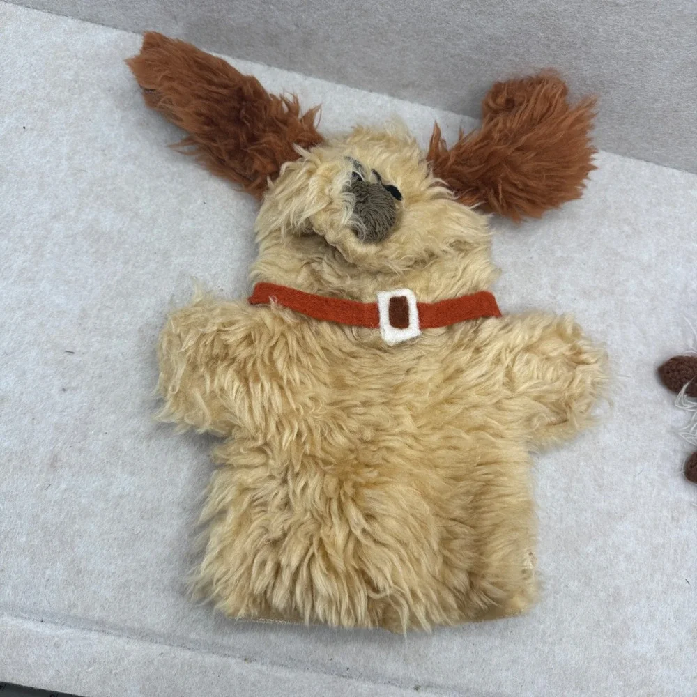 Vintage 1970s Russ Berrie Plush Hand Puppets Lot Allie Gator‎ Dog Cow Bunny 7pc